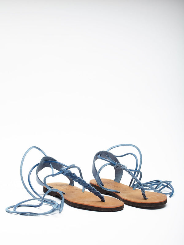 Sandalo in pelle infradito alla romana Livia - blu - Bijondo