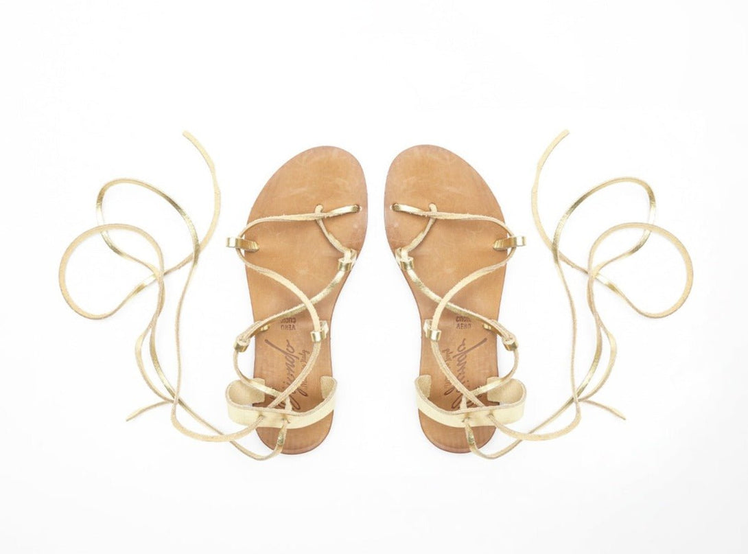 Sandalo in pelle laminato oro alla romana Yasmin - oro - Bijondo