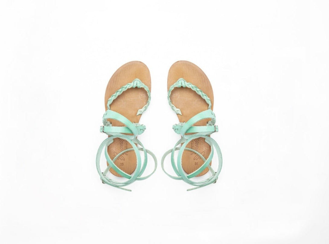 Sandalo in pelle stringato infradito tiffany Greice - tiffany - Bijondo