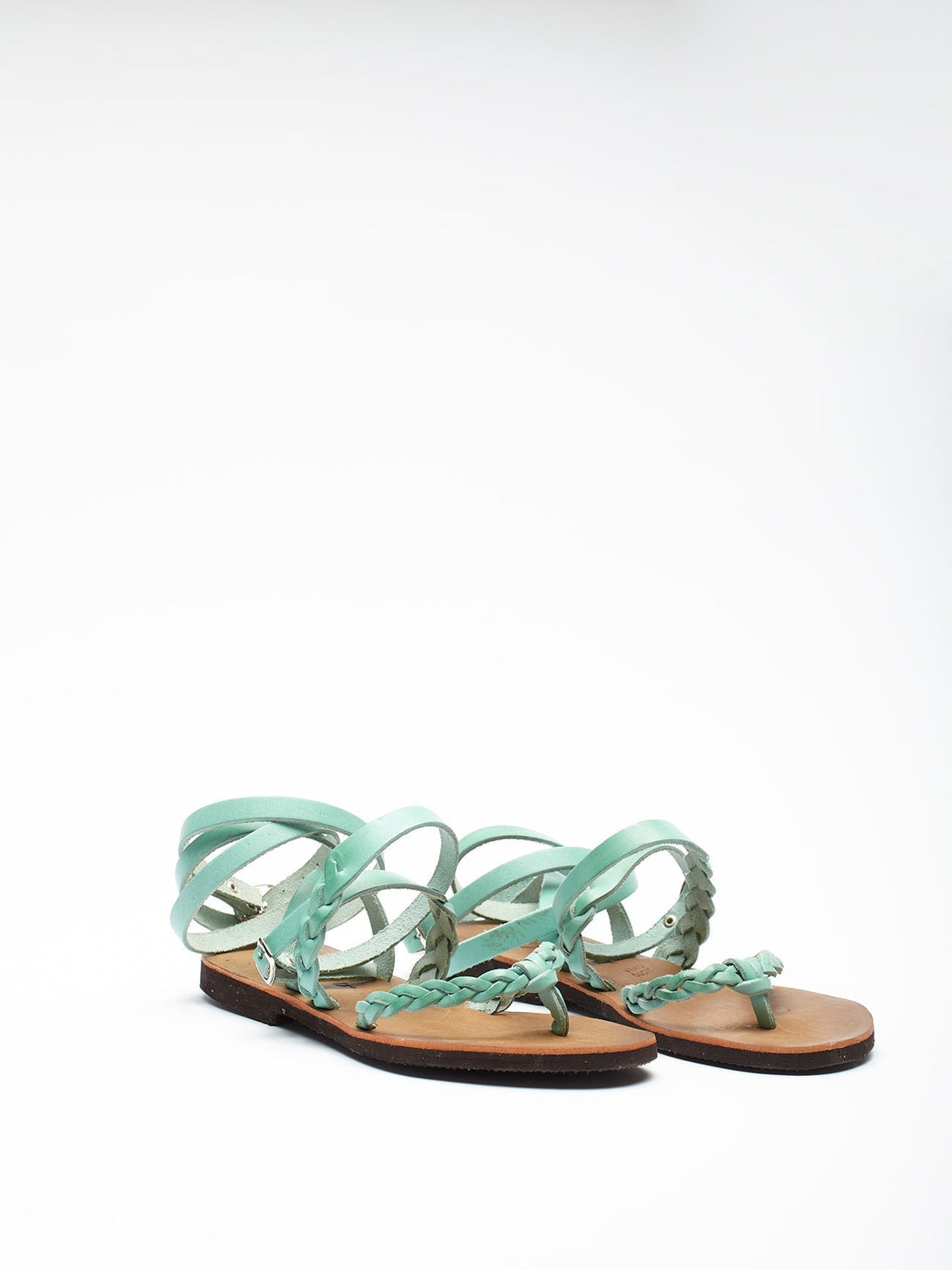 Sandalo in pelle stringato infradito tiffany Greice - tiffany - Bijondo