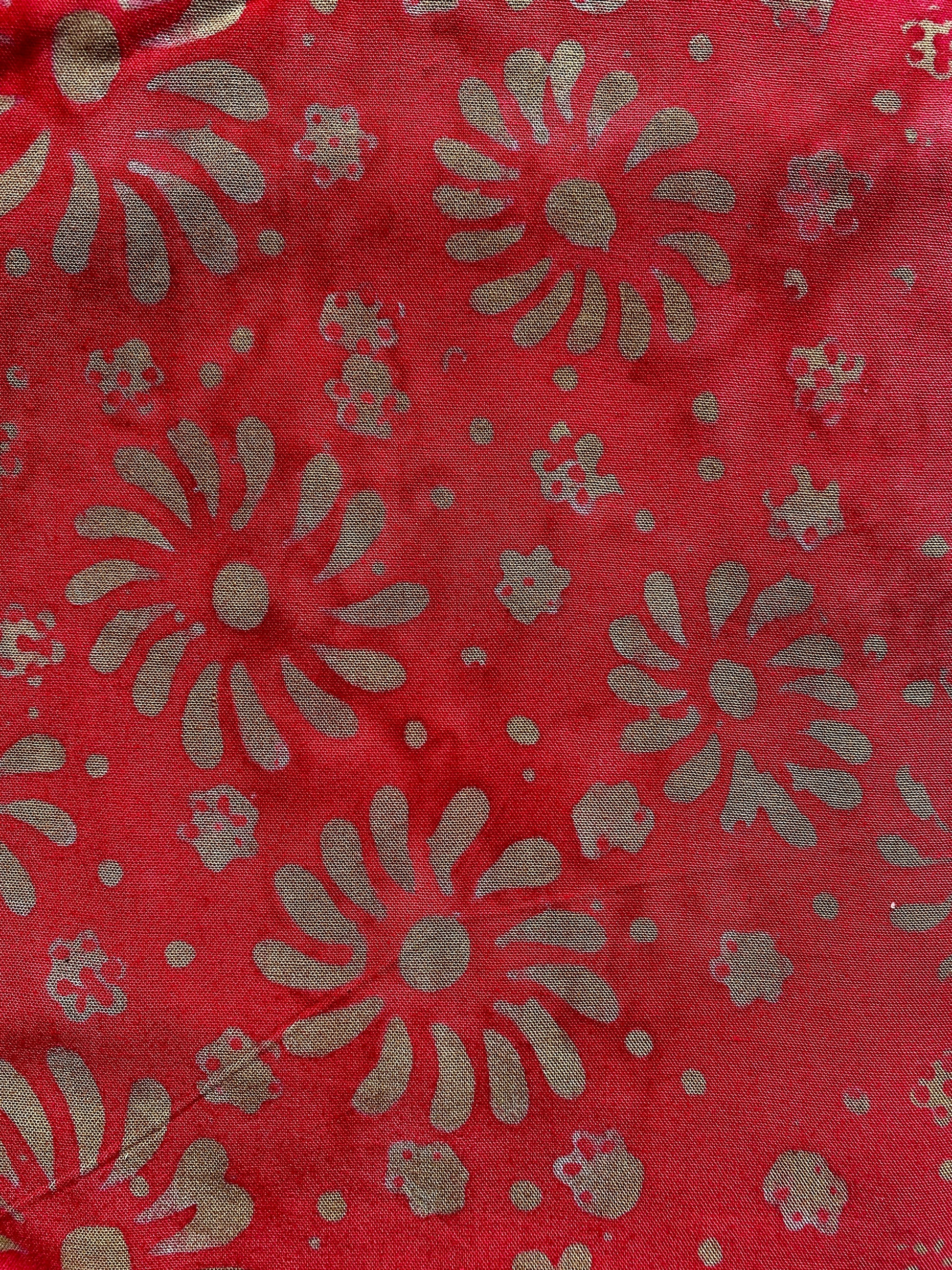 Sarong pareo e telo mare Batik con elastico abbinato gratis-rosso fiori-Bijondo