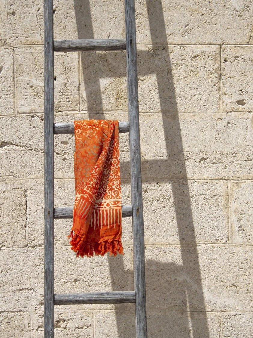 Sarong pareo e telo mare Batik - celeste - Bijondo