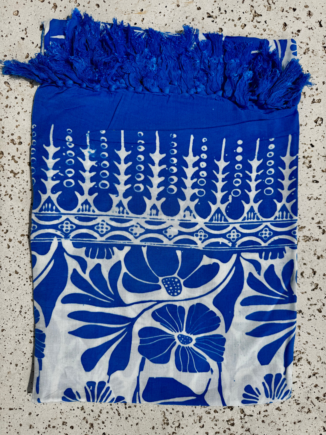 Sarong pareo e telo mare Batik viscosa-Gonna-Bijondo-Bianco - Blu-Bijondo