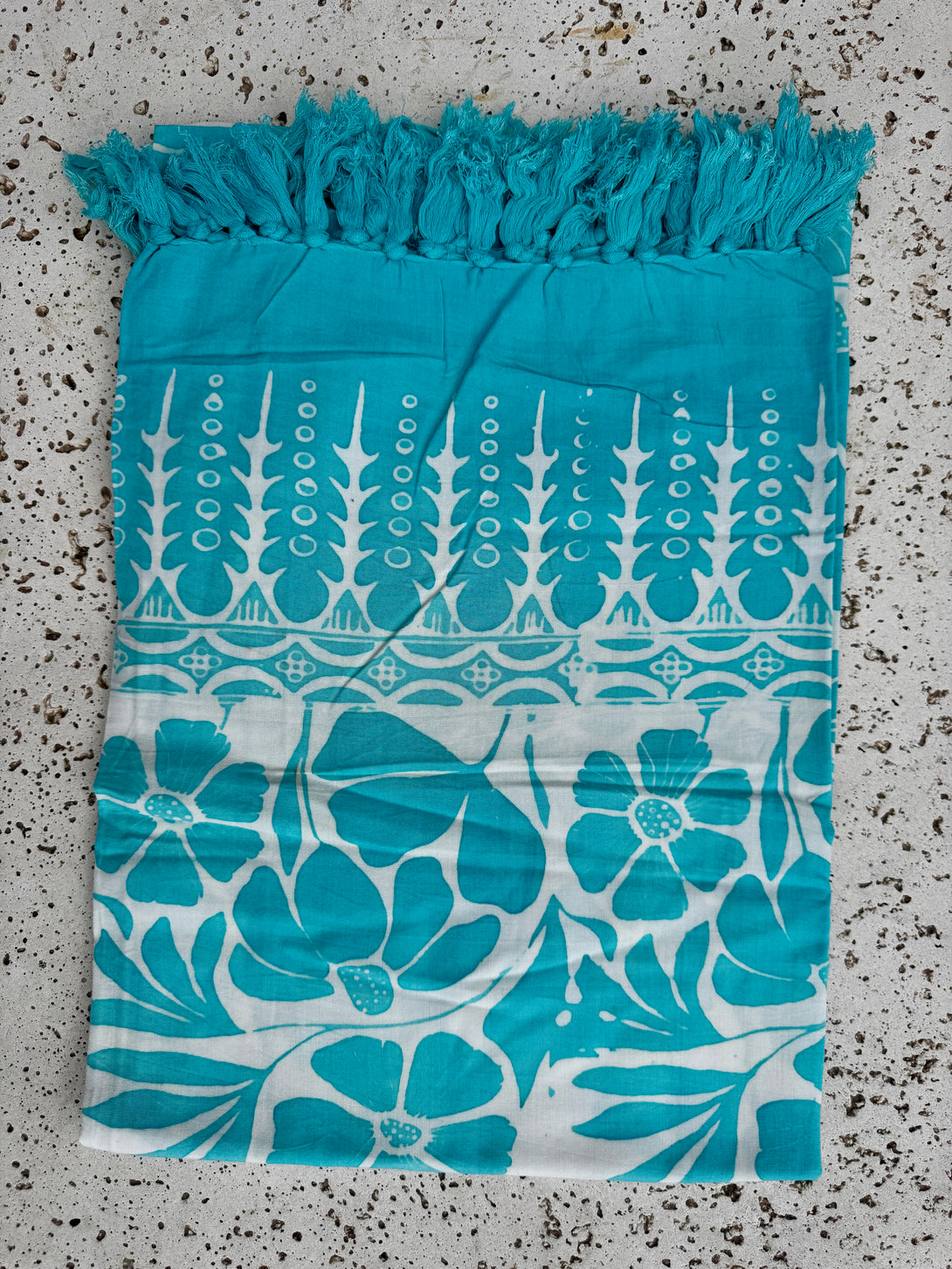 Sarong pareo e telo mare Batik viscosa-Gonna-Bijondo-Bianco - Celeste-Bijondo