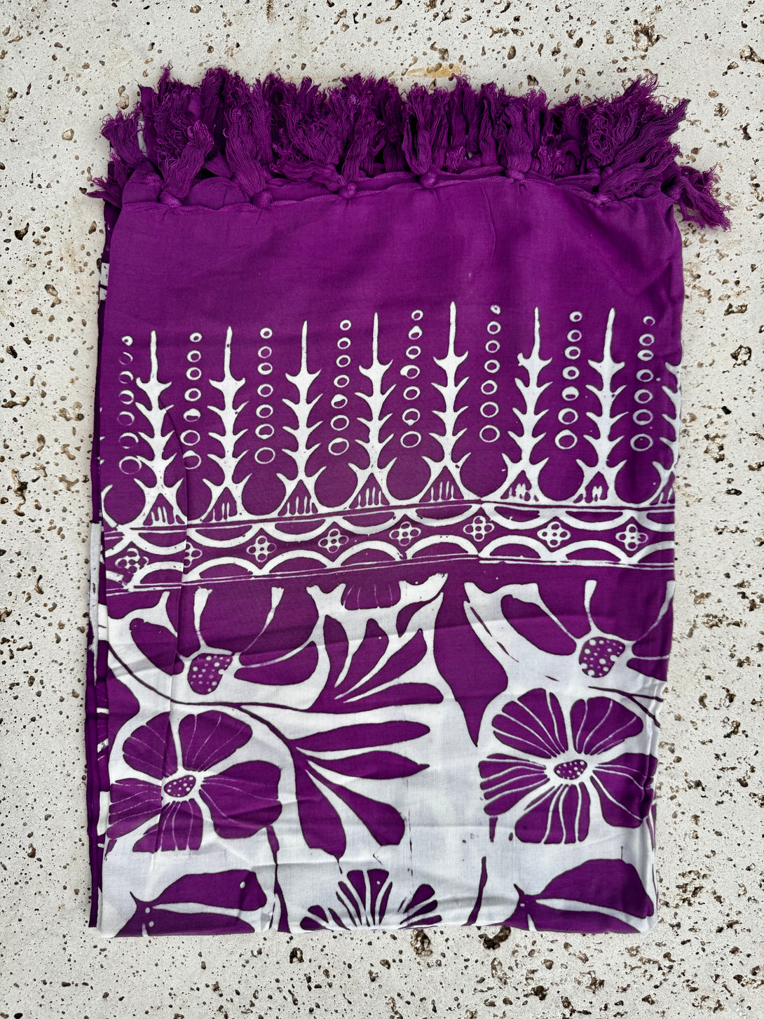Sarong pareo e telo mare Batik viscosa-Gonna-Bijondo-Bianco - Malva-Bijondo
