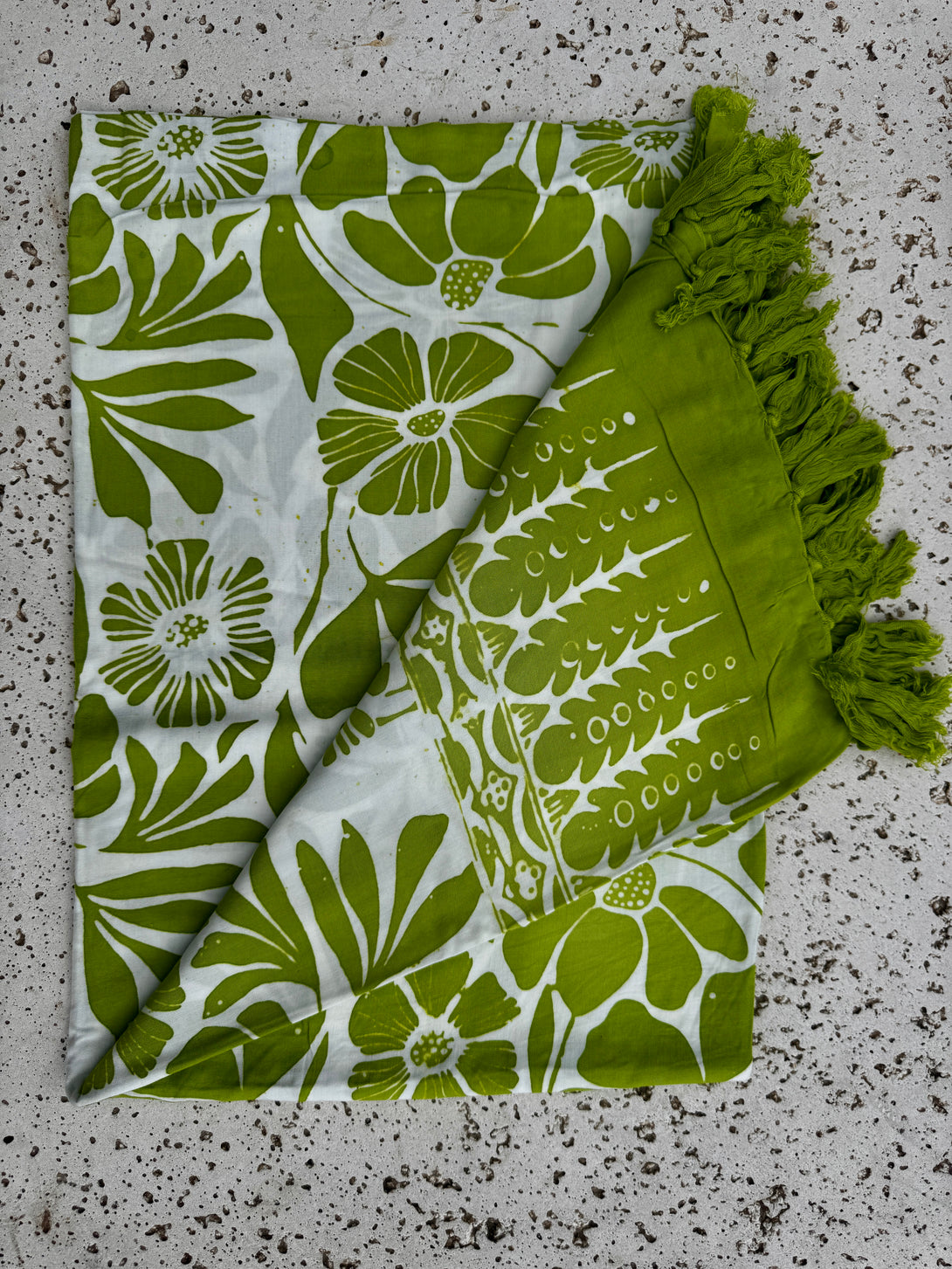 Sarong pareo e telo mare Batik viscosa-Gonna-Bijondo-Bianco - Verde-Bijondo