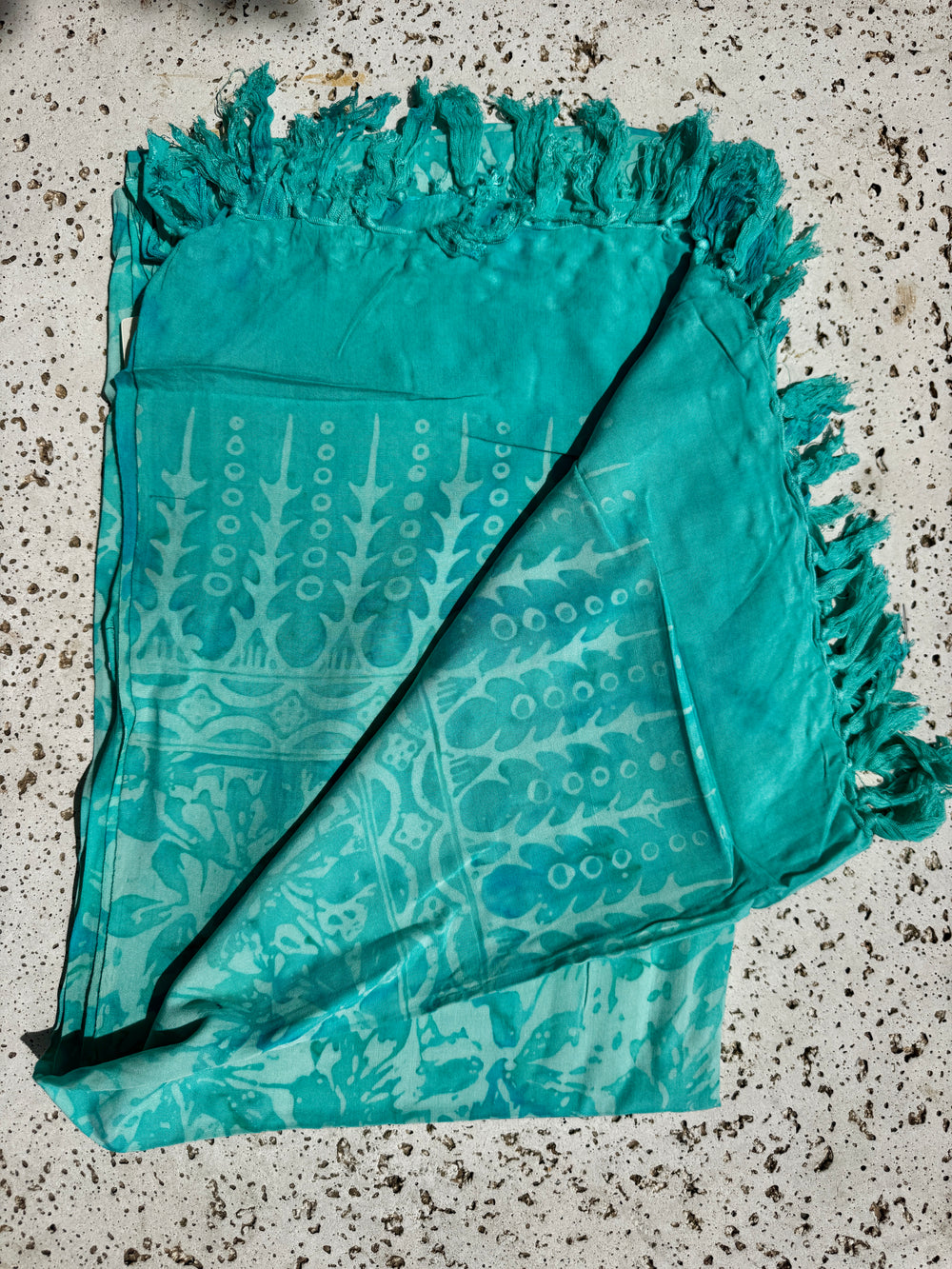 Sarong PANASIAM Fatto A Mano | Pareo Batik Verde Viscose 190x116 Cm, Telo Mare