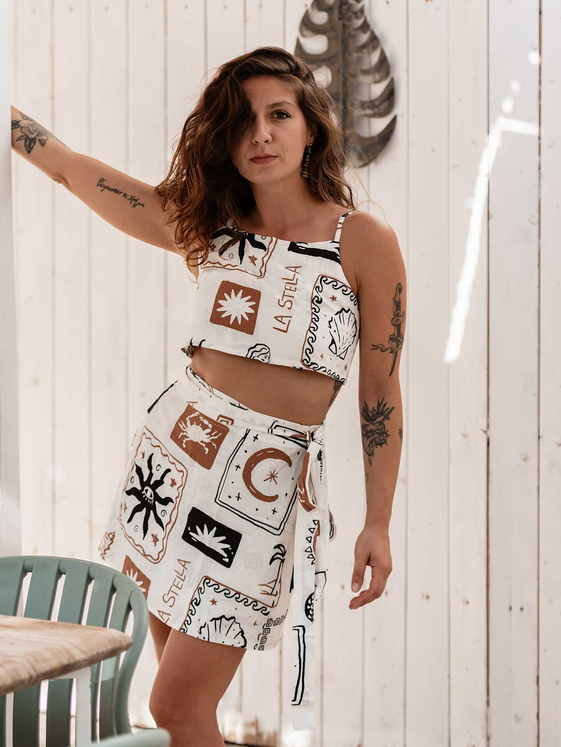 Set "Luna" in Viscosa Stampata-Set-Bijondo-Bianco-taglia unica-Bijondo