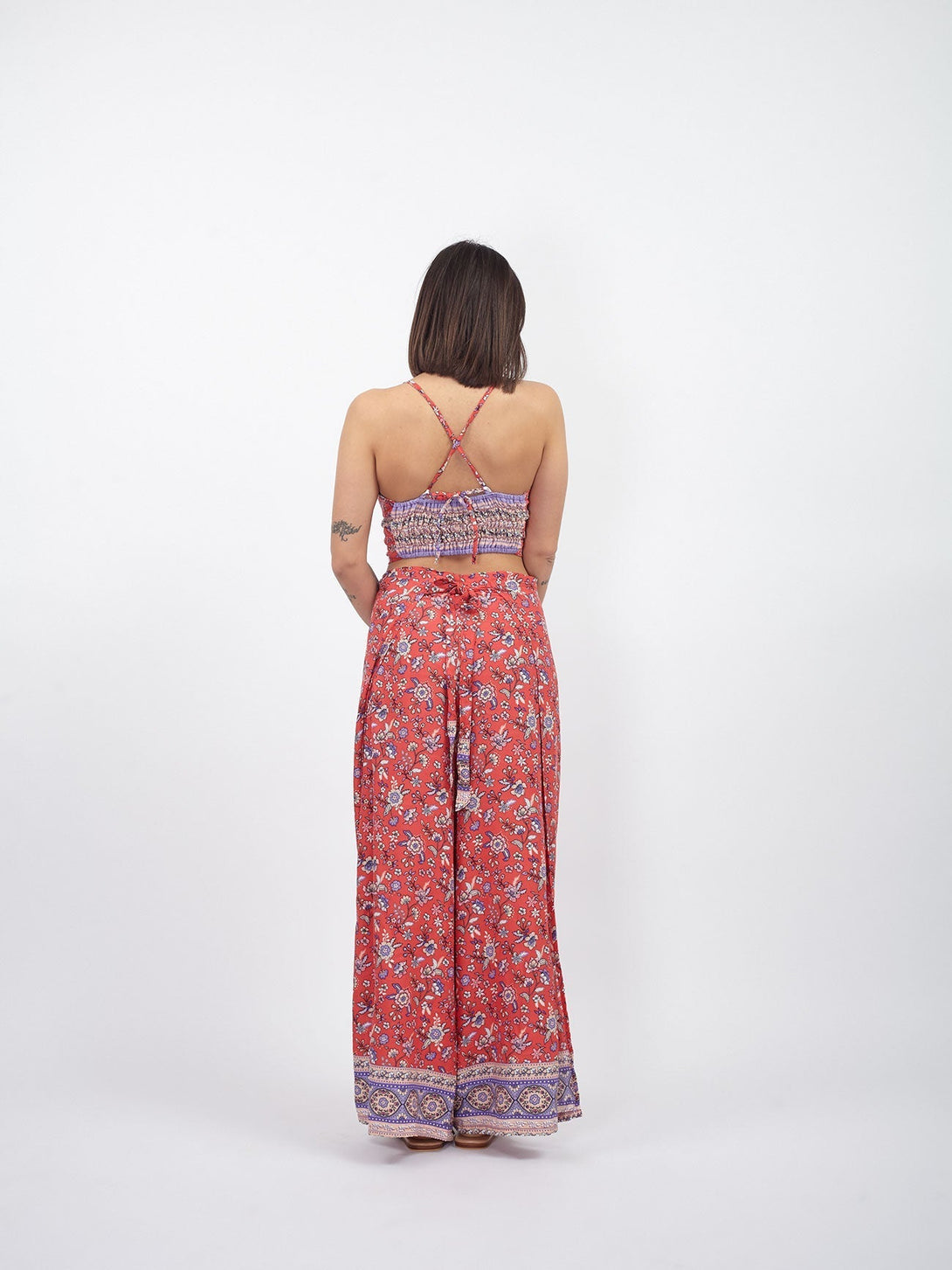 Set boho crop top e pantaloni thai Albachiara-nero-Bijondo