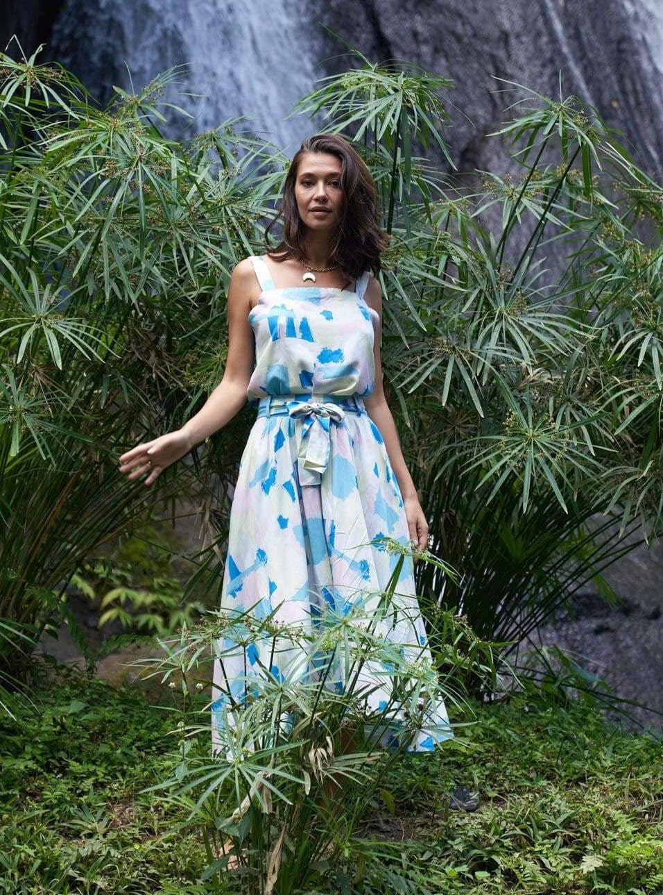 Set rayon midi elegante Zadie - celeste - Bijondo