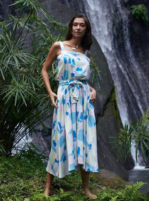 Set rayon midi elegante Zadie - celeste - Bijondo