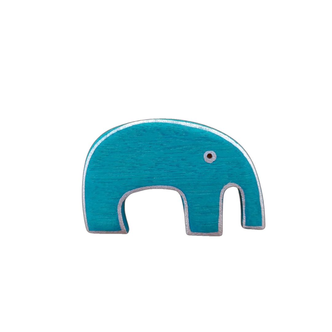 Spilla legno Animals-elefante azzurro-Bijondo