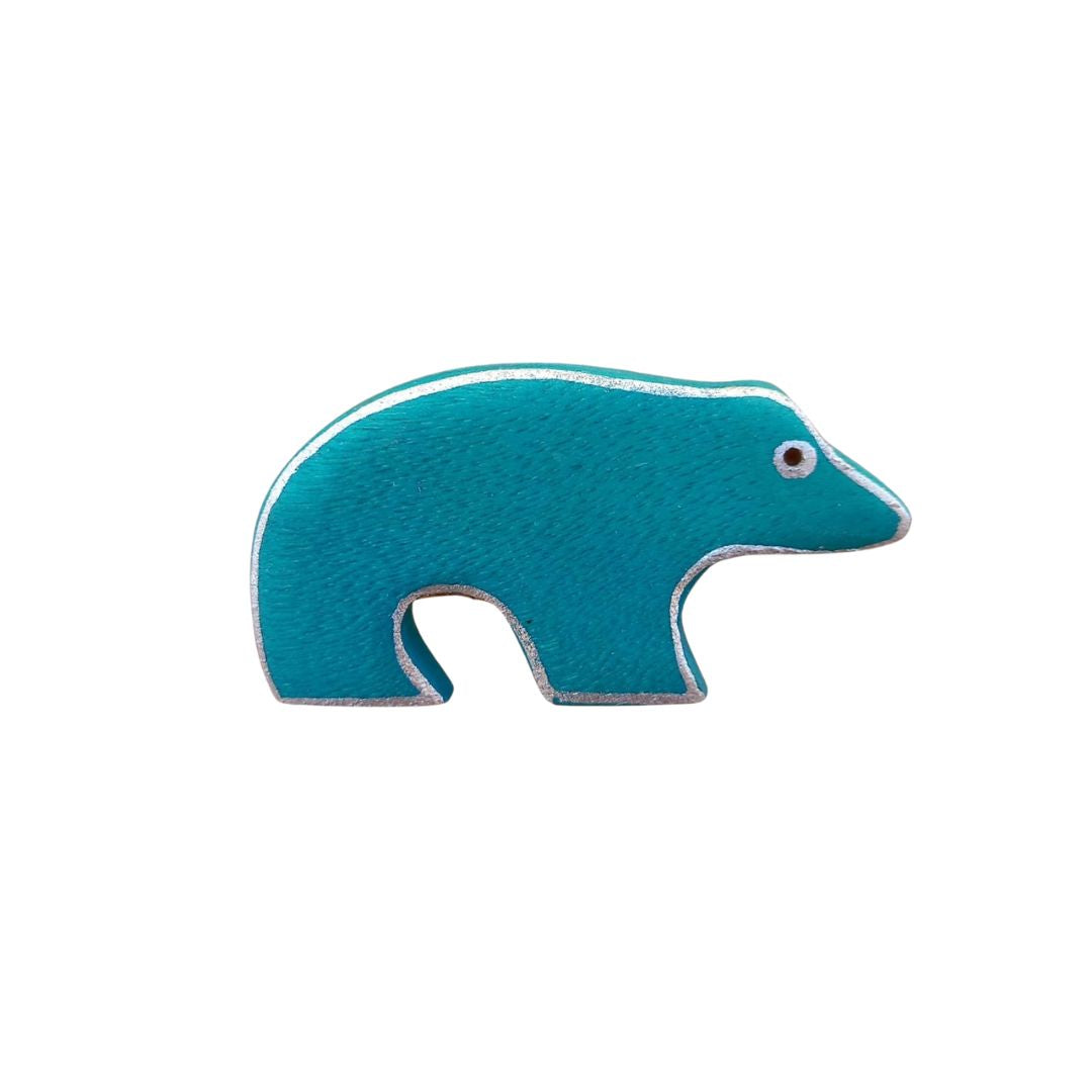 Spilla legno Animals-orso azzurro-Bijondo