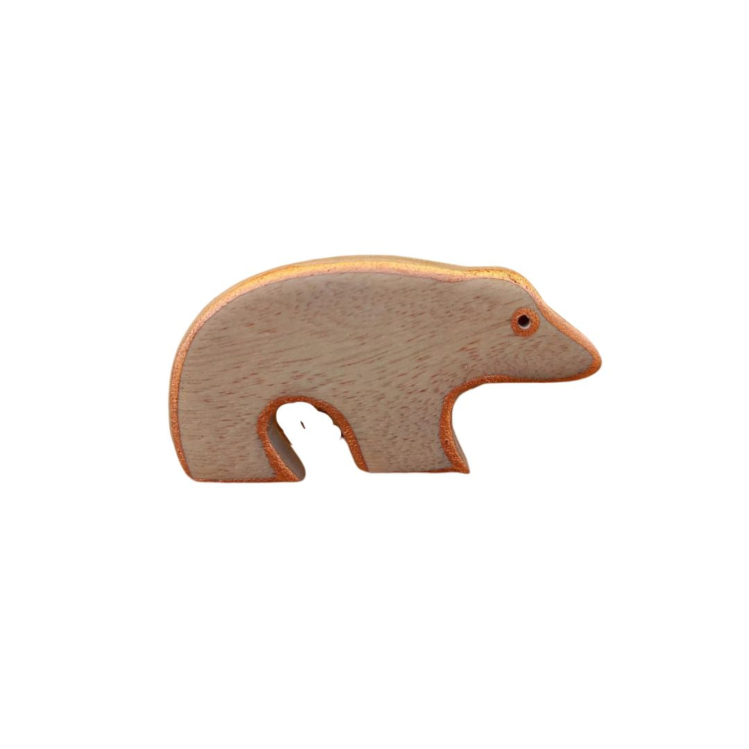 Spilla legno Animals-orso beige-Bijondo
