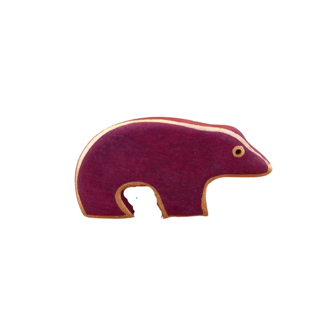 Spilla legno Animals-orso bordeaux-Bijondo