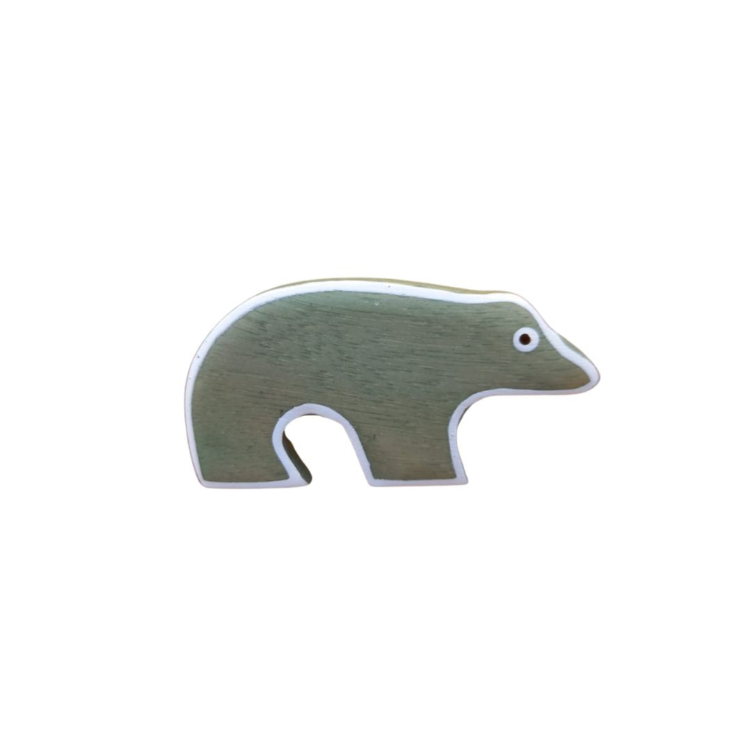 Spilla legno Animals-orso verde menta-Bijondo