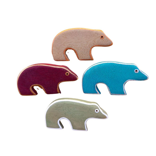 Spilla legno Animals-orso beige-Bijondo