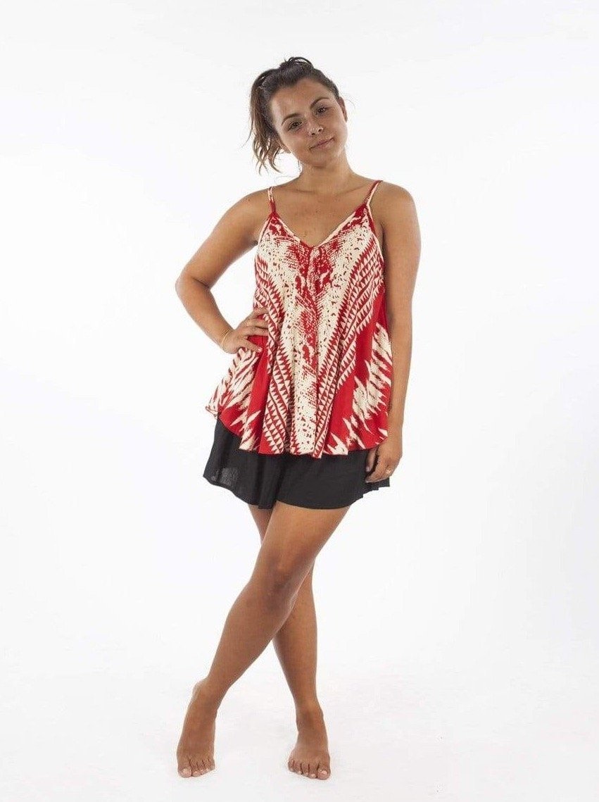 Top in rayon con bretelle Mona - rosso - Bijondo