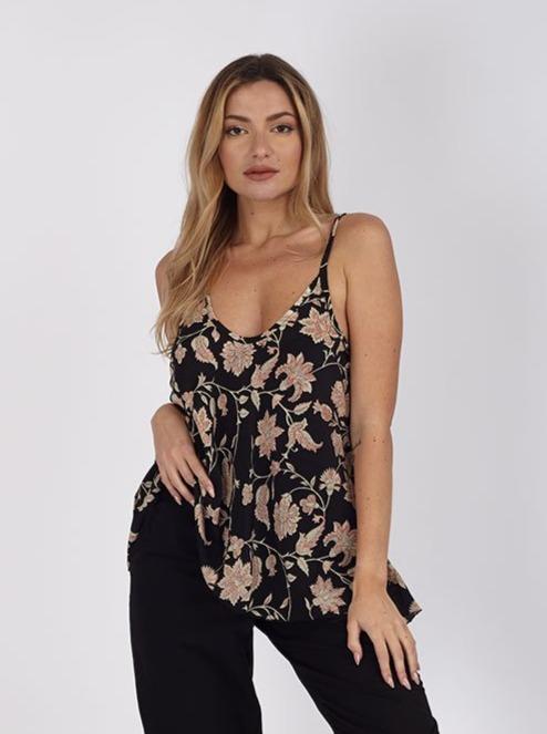 Top in seta Kamala - nero - Bijondo