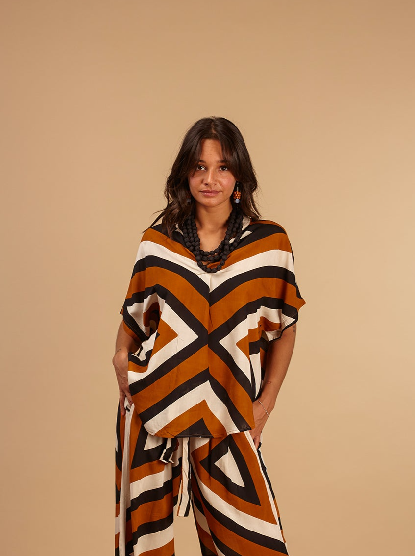 Top rayon Paula-top-Bijondo-Marrone-taglia unica-Bijondo