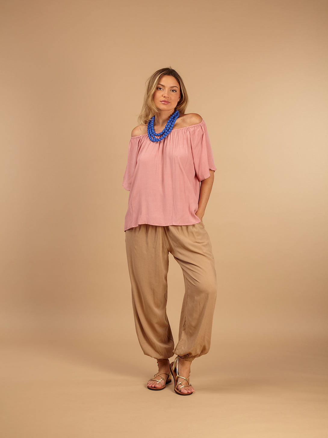 Top rayon off-shoulder Lulu-Top-Bijondo-Rosa-taglia unica-Bijondo