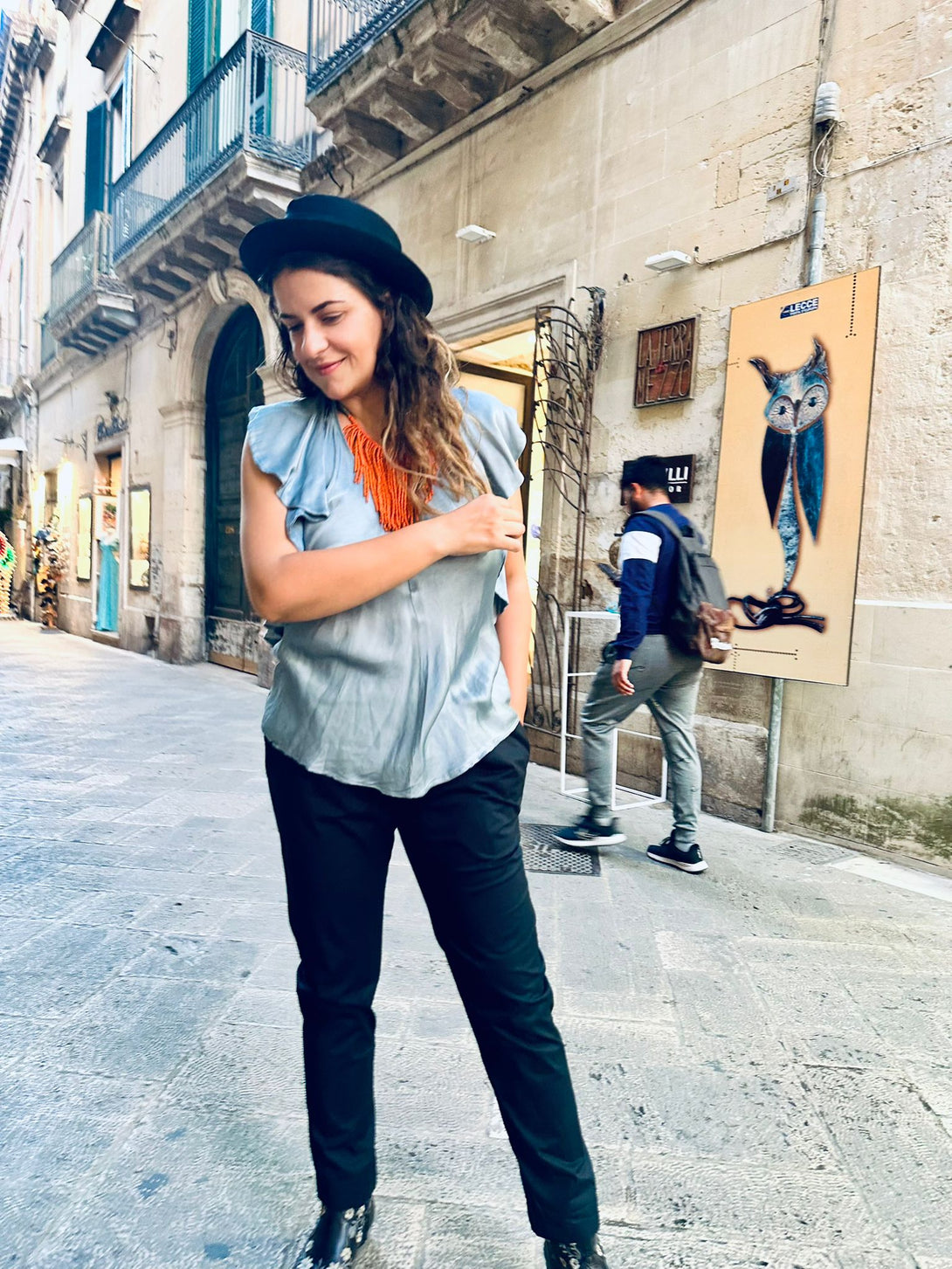 Top rouches schiena scoperta Perla-grigio perla-S-Bijondo