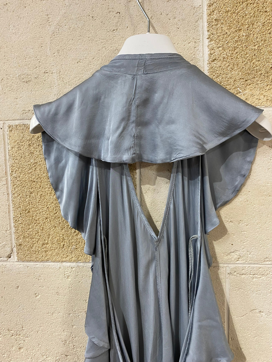 Top rouches schiena scoperta Perla-grigio perla-S-Bijondo