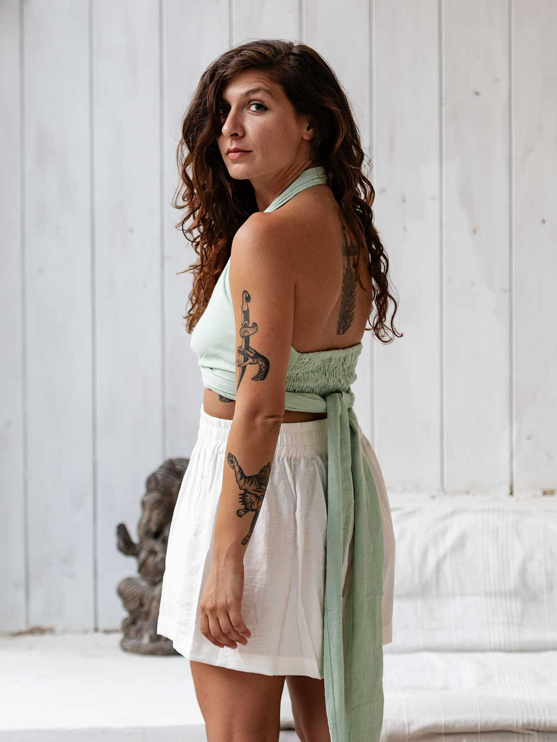 Top wrap trasformabile cotone greige Greta-top-Bijondo-Bijondo