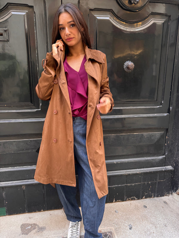 Trench suede dainetto Lilo-Cappotto-Bijondo-Tabacco-S-Bijondo