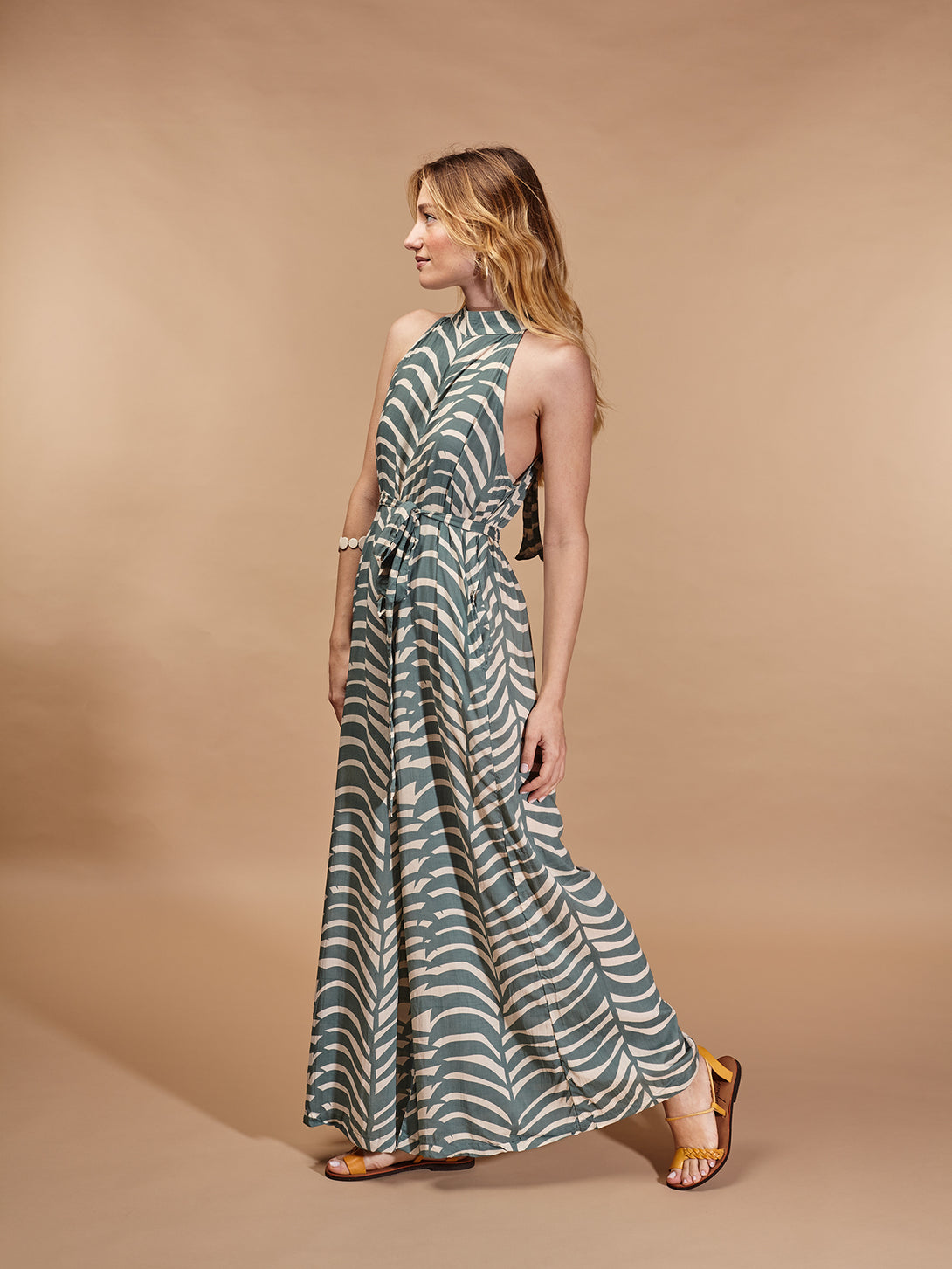 Tuta Halter top gamba larga con cintura Veronica-Tuta-WhyY-Salvia-Taglia Unica-Bijondo