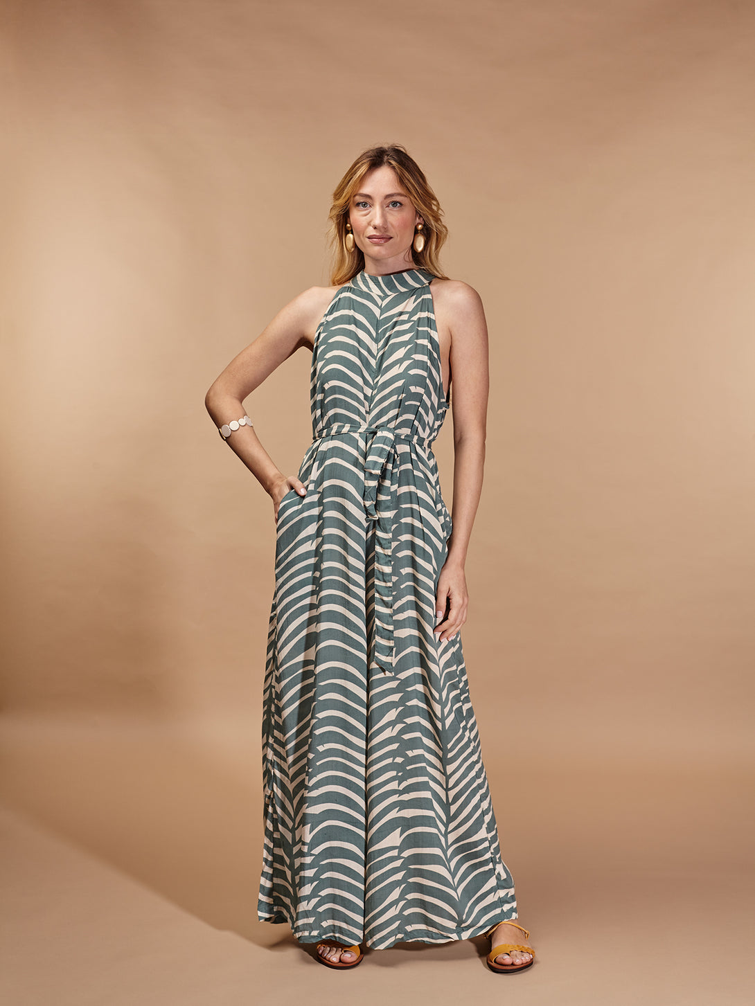 Tuta Halter top gamba larga con cintura Veronica-Tuta-WhyY-Bijondo