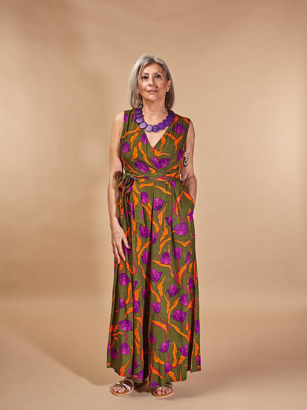 Tuta elegante viscosa fiori Tulip-Tuta-Bijondo-Verde-S-M-Bijondo