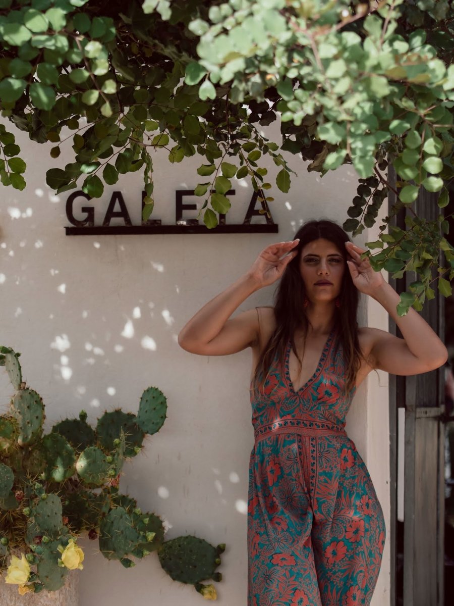 Tuta lunga in seta schiena scoperta Elisa - arancione - Bijondo