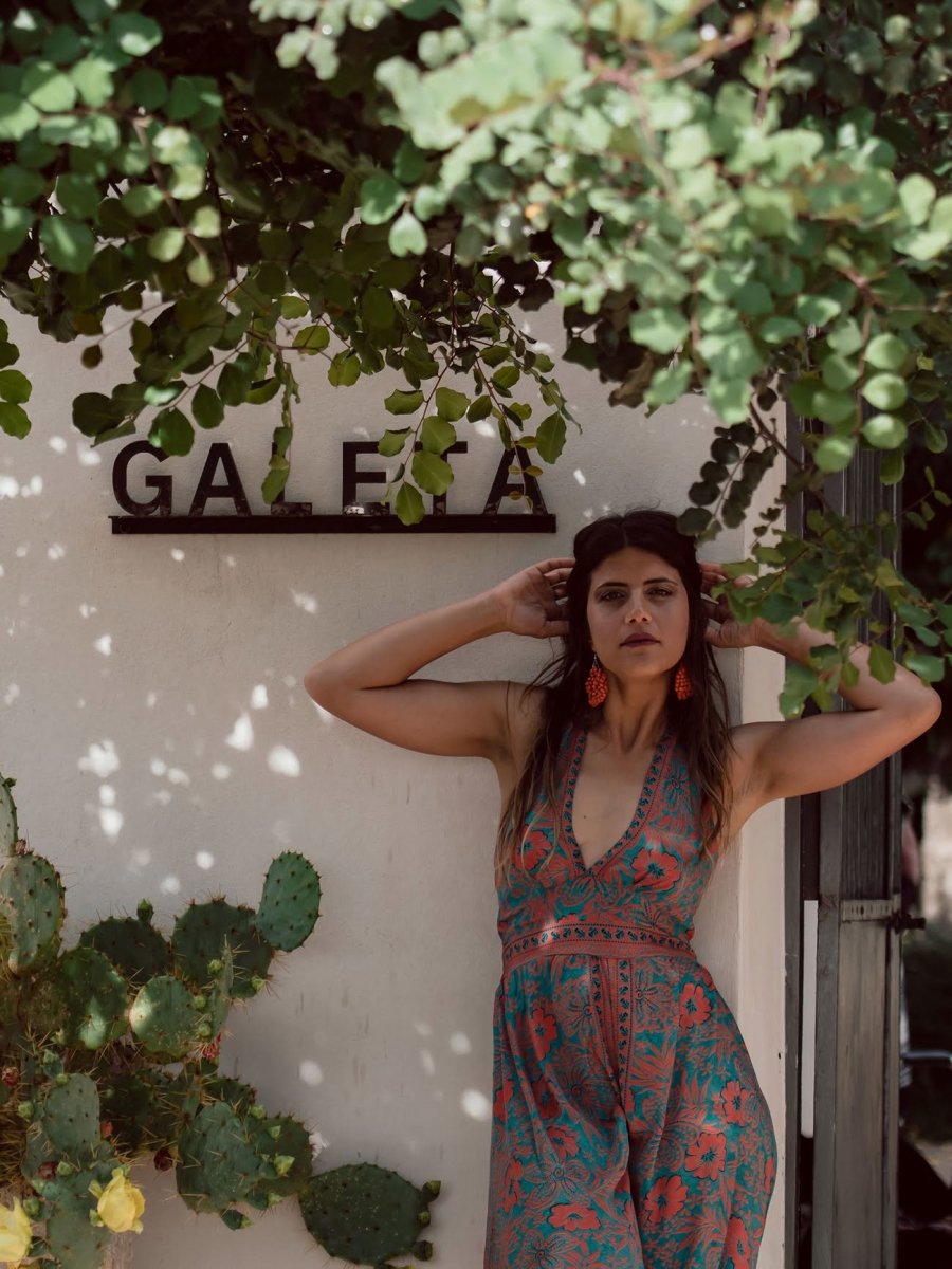 Tuta lunga in seta schiena scoperta Elisa - arancione - Bijondo