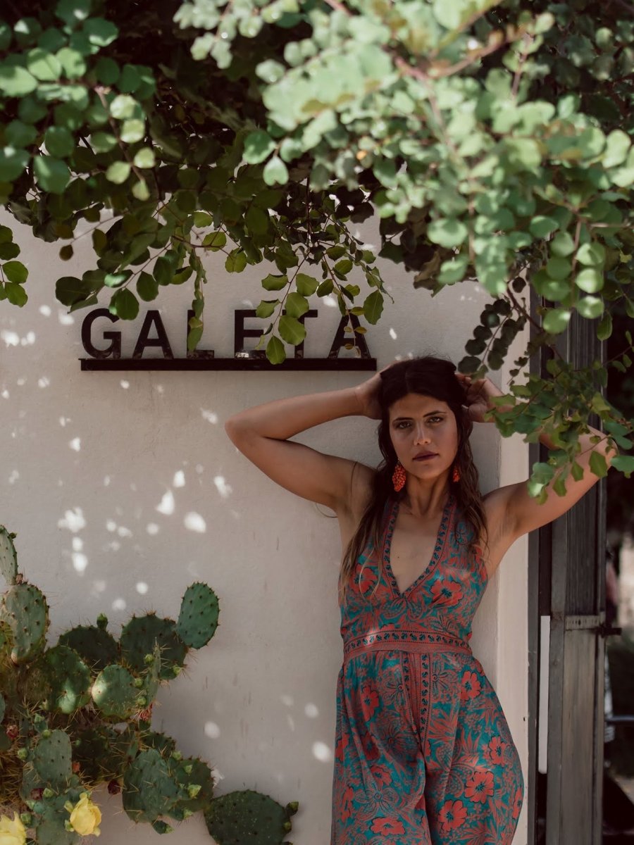 Tuta lunga in seta schiena scoperta Elisa - arancione - Bijondo