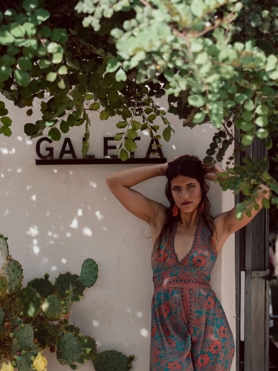 Tuta lunga in seta schiena scoperta Elisa - arancione - Bijondo