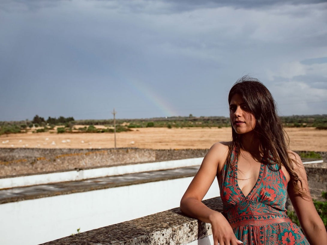 Tuta lunga in seta schiena scoperta Elisa - arancione - Bijondo