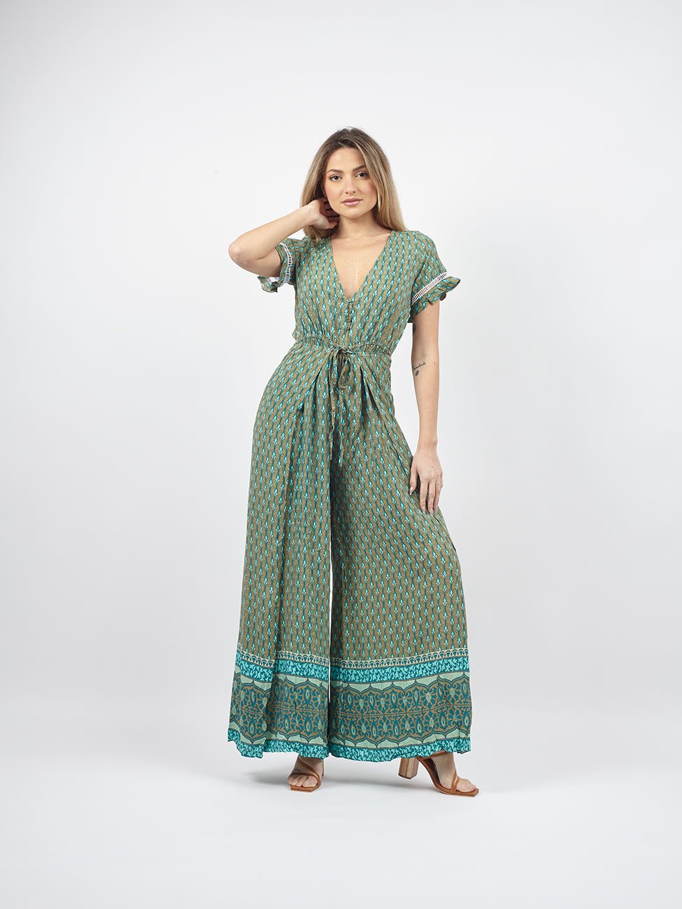 Tuta pantalone a palazzo stile Thai Uzma - rosa - Bijondo