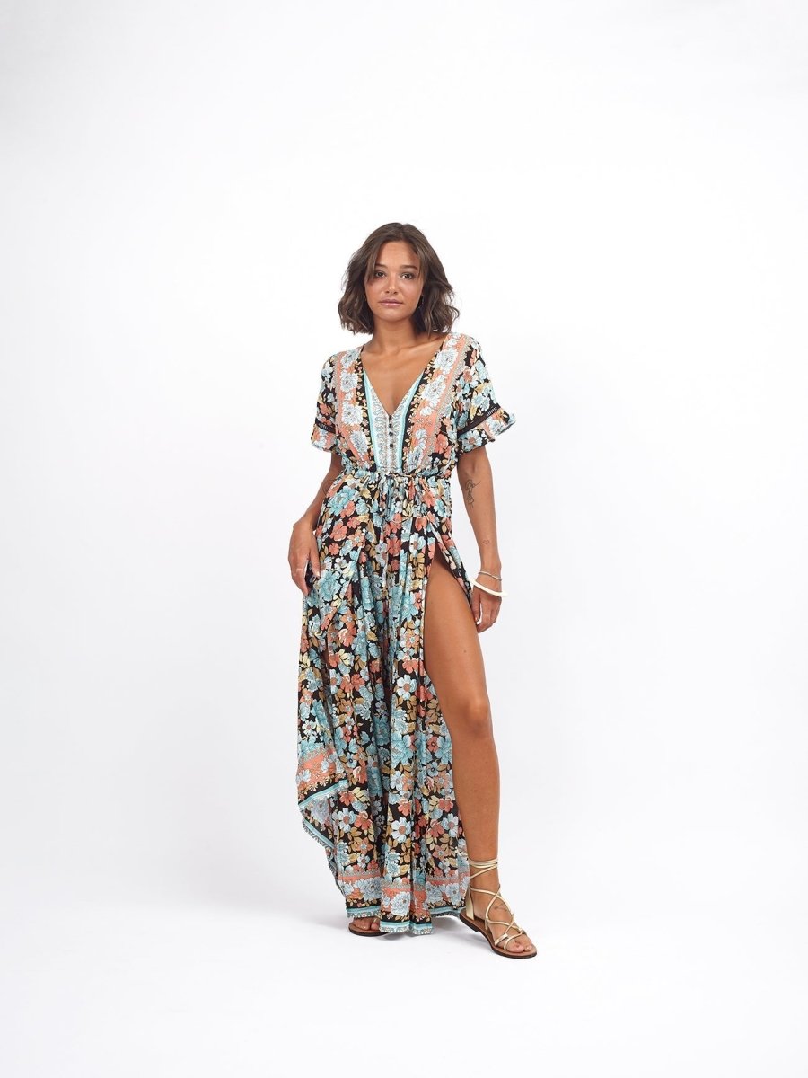 Tuta pantalone a palazzo stile Thai Uzma - celeste - Bijondo