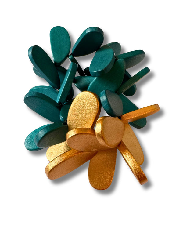 Bracciale grande legno, elastico Marcella metallic