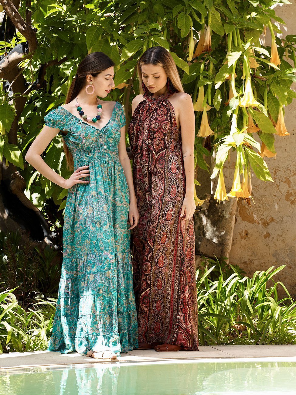 Vestito Blaise Seta - pesca - Bijondo