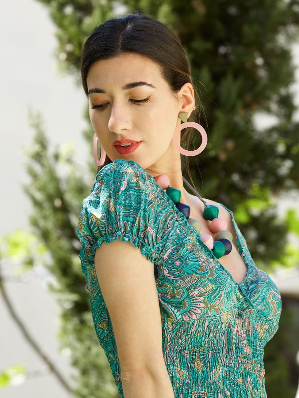 Vestito Blaise Seta - pesca - Bijondo