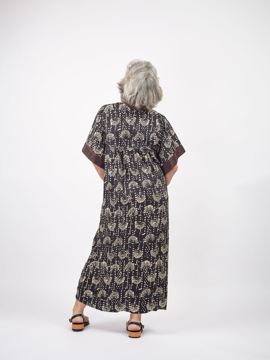 Vestito Caftano lungo Alma misto seta - nero - Bijondo