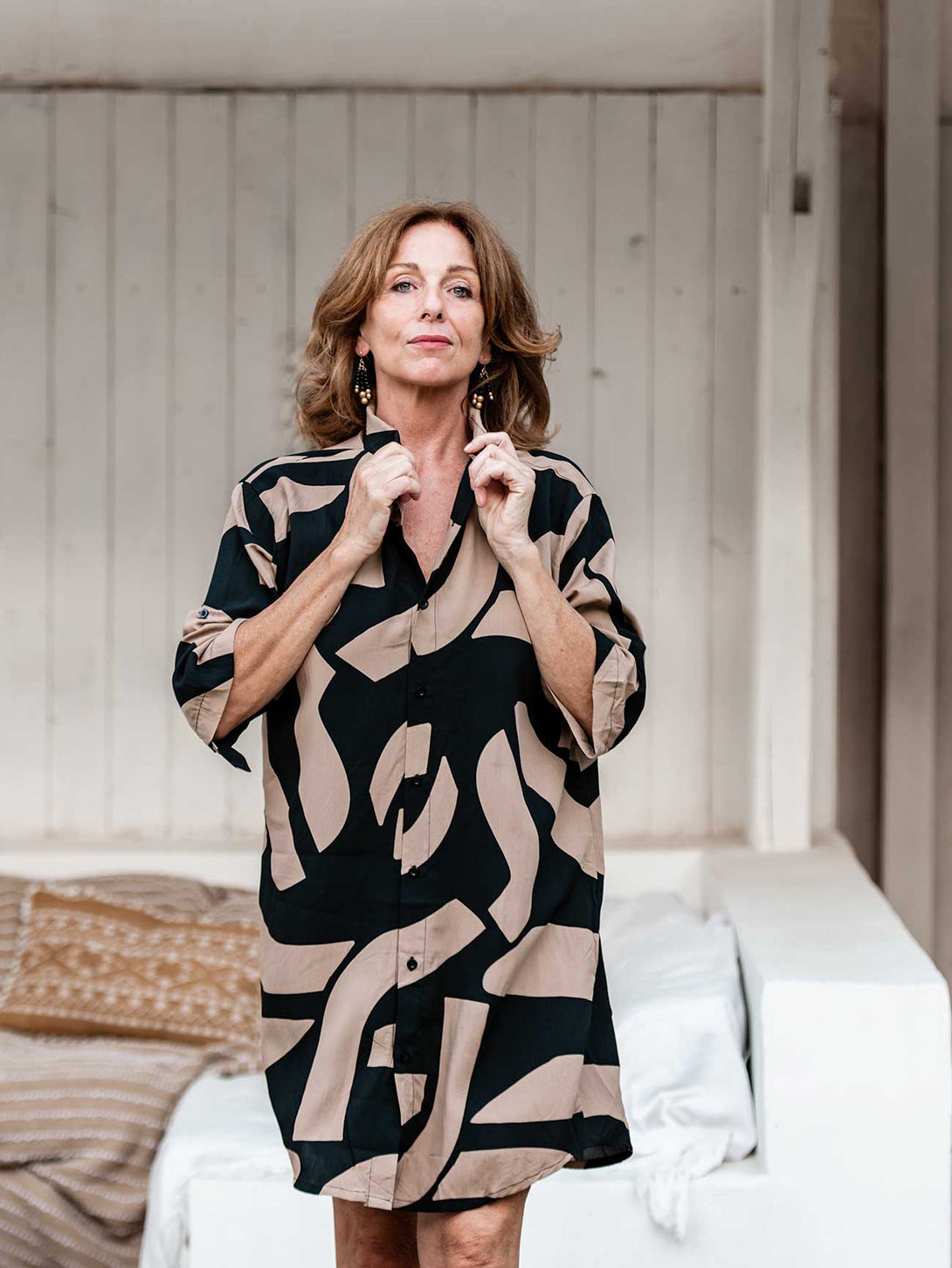 Vestito Camicia Corto Piri Stampato-vestito-Bijondo-Bijondo