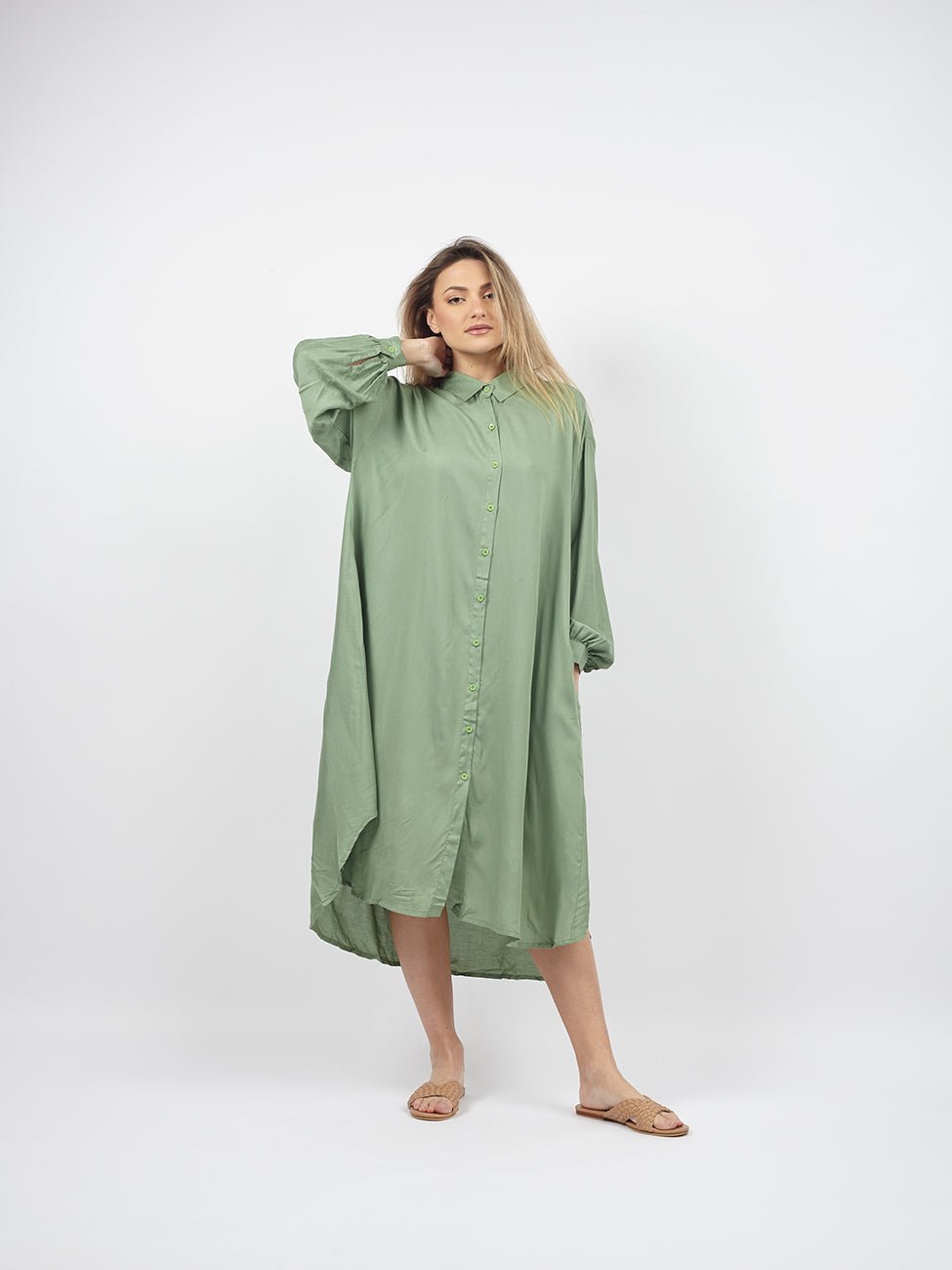 Vestito Camicione over Augusta - verde - Bijondo
