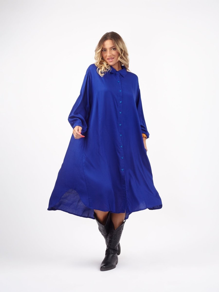 Vestito Camicione over Augusta - blu - Bijondo