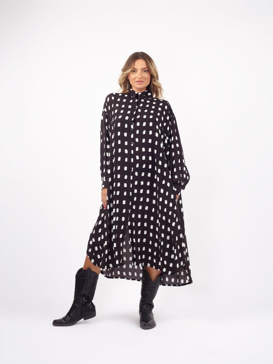 Vestito Camicione over Augusta - nero optical - Bijondo