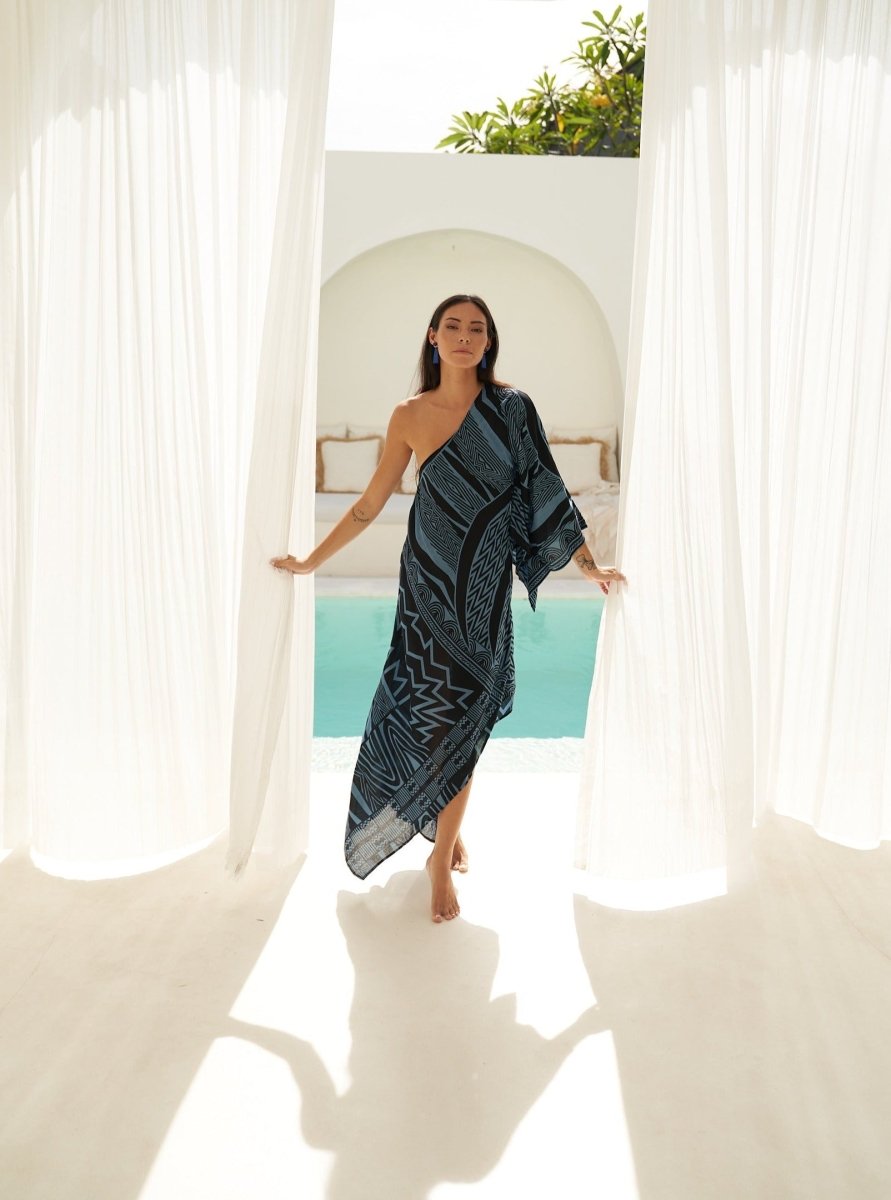 Vestito Charlize monospalla - blu - Bijondo