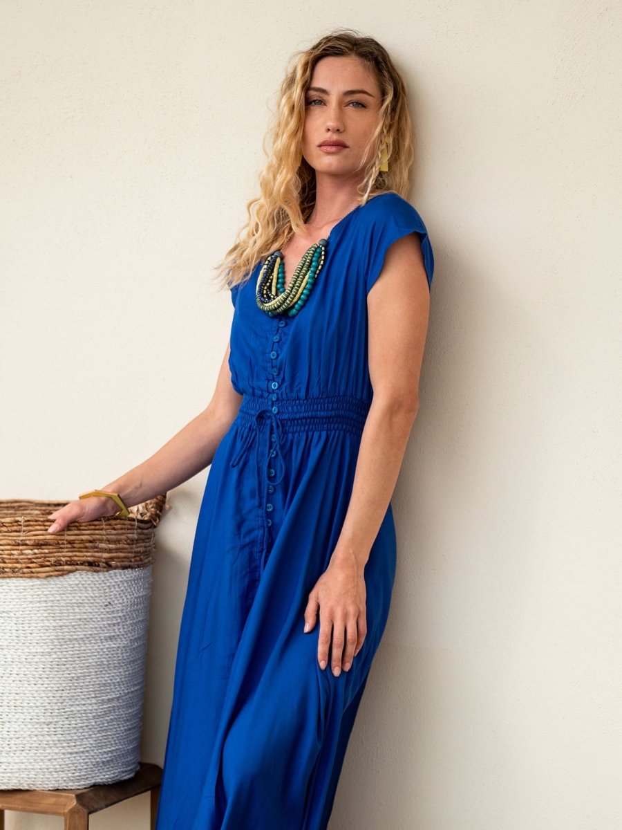 Vestito Chemisier lungo asimmetrico Susanna - verde - Bijondo