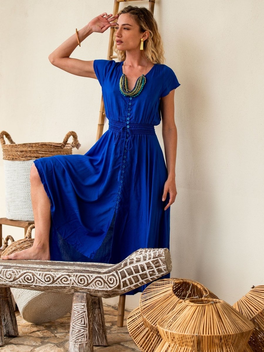 Vestito Chemisier lungo asimmetrico Susanna - verde - Bijondo